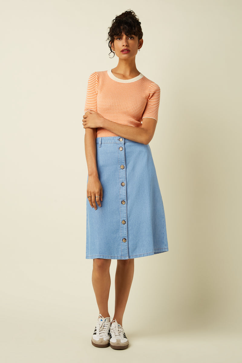 09758 Marie Skirt Festa Light Denim 473 Blue Tint | King Louie - toietmoi-laboutique