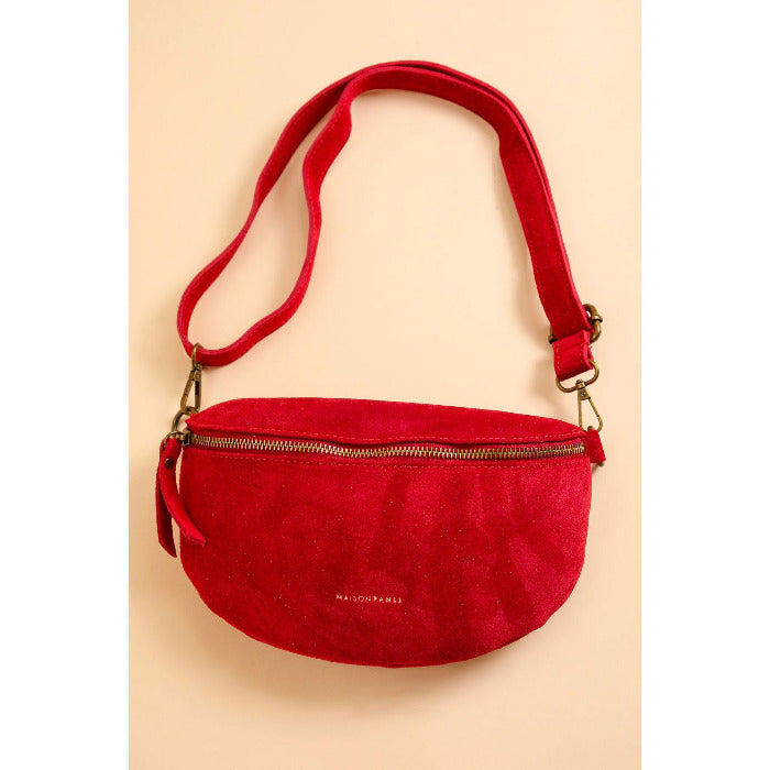 Bauchtasche Wildleder, himbeerrot | Maison Fanli - toietmoi-laboutique