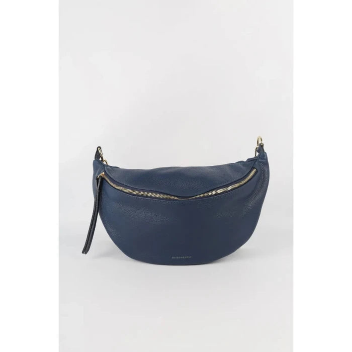Grosse Bauchtasche aus Leder, marine | Maison Fanli - toietmoi-laboutique