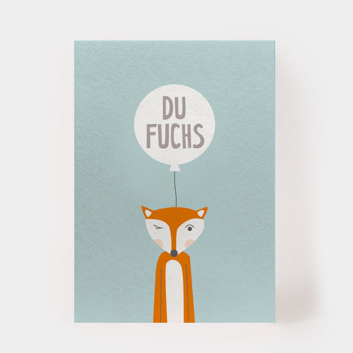 Postkarte - Du Fuchs (blau) | Kartenmarie - toietmoi-laboutique