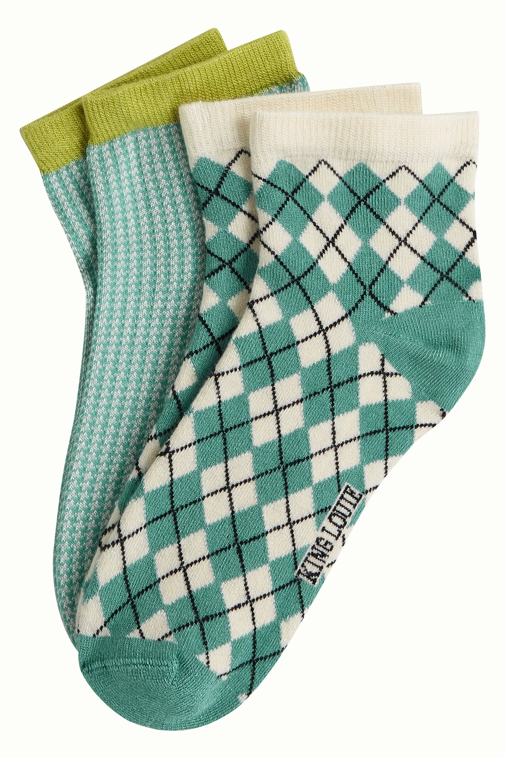 Kurze Socken 2-Pack ARGYLE, grün | King Louie - toietmoi-laboutique
