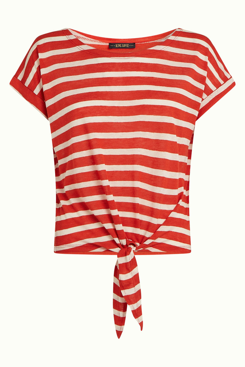 10565 Aria Knot Shirt Marsy Linen Stripe 978 Sun Orange | King Louie - toietmoi-laboutique
