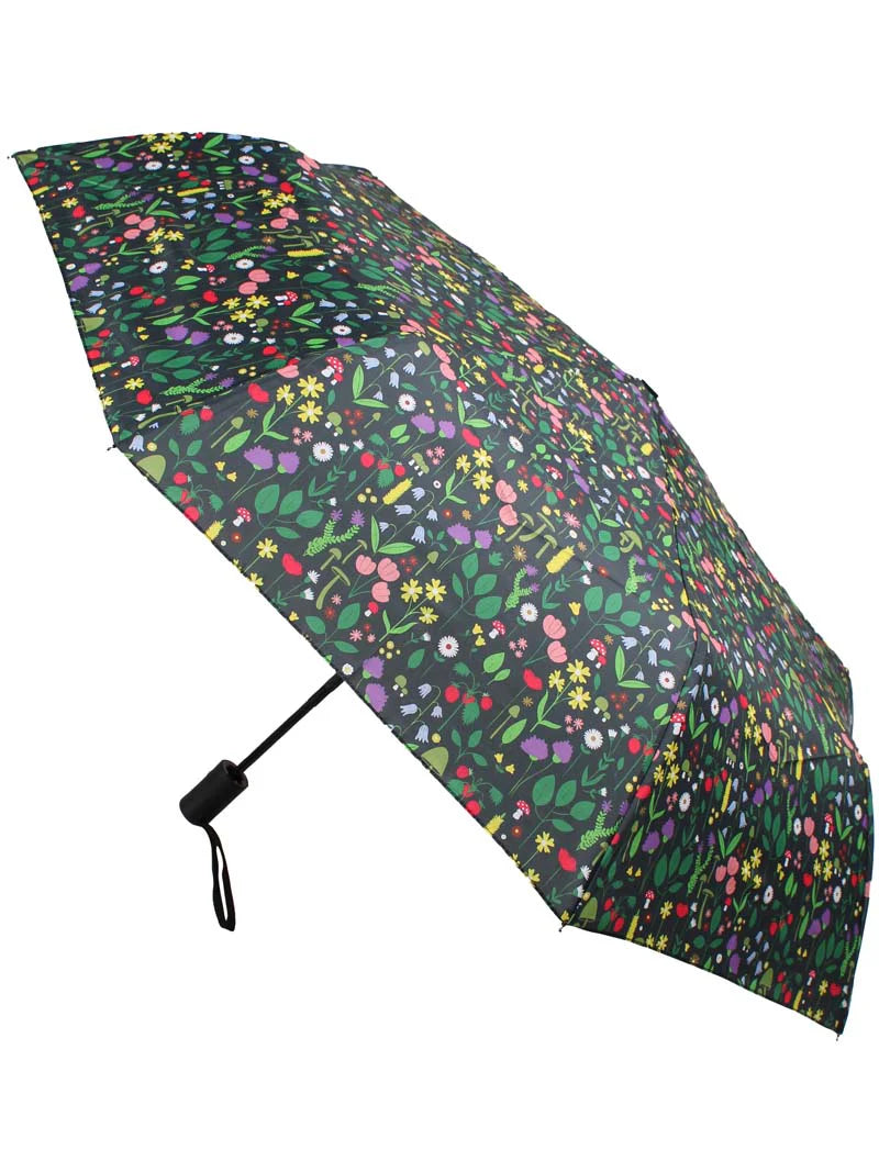 Kompakt Regenschirm, BLACK BOTANICAL | Danefæ - toietmoi-laboutique
