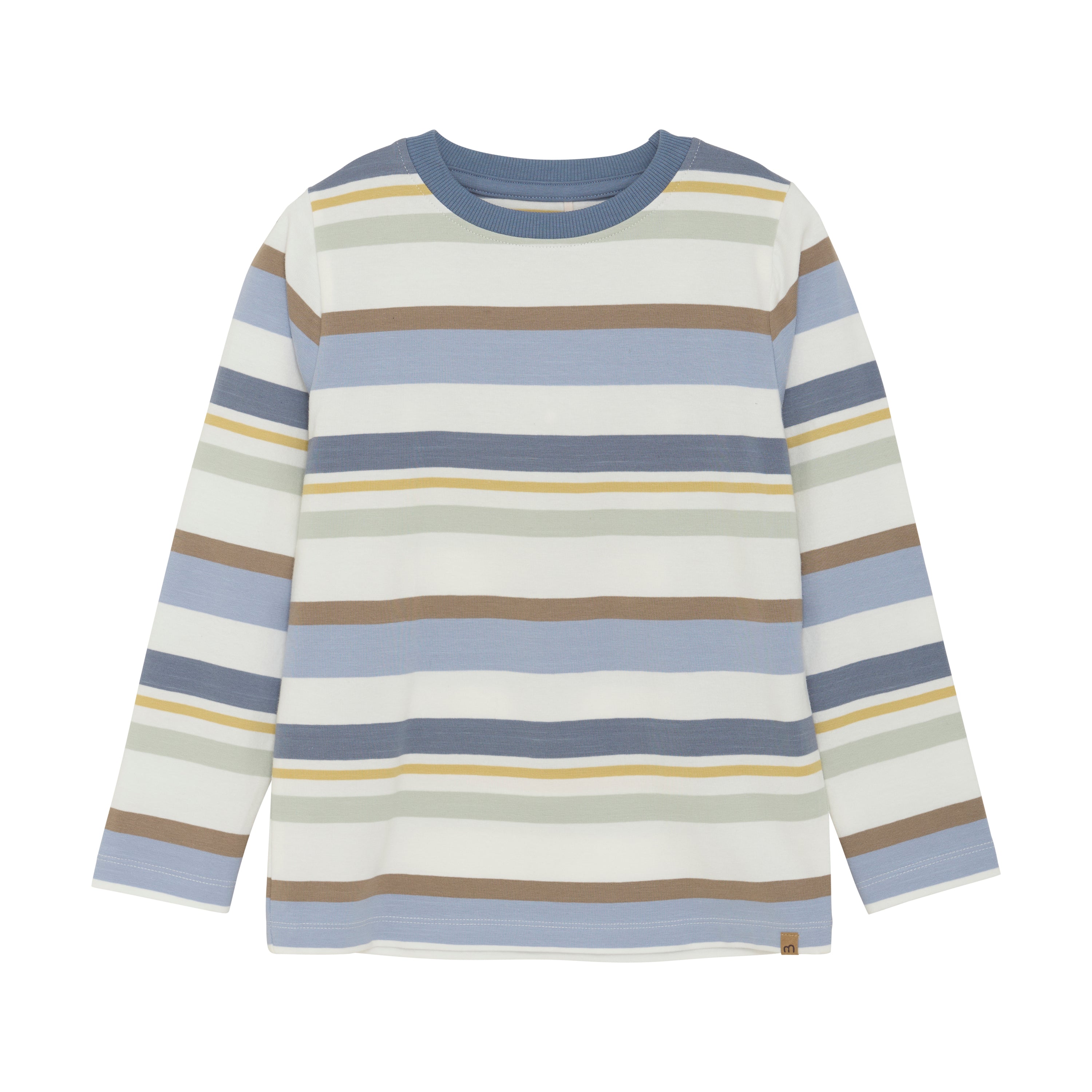 Langarmshirt, weiss/blau/grün/braun gestreift | Minymo - toietmoi-laboutique