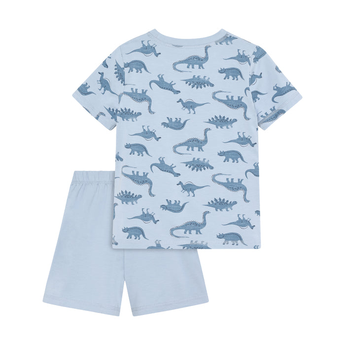 Kurzarm Pyjama, hellblau mit Dinos | Minymo - toietmoi-laboutique