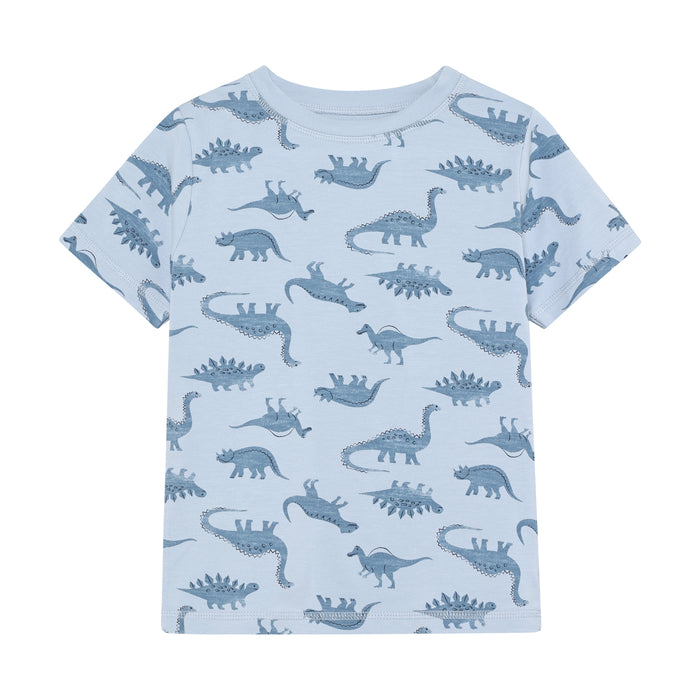 Kurzarm Pyjama, hellblau mit Dinos | Minymo - toietmoi-laboutique