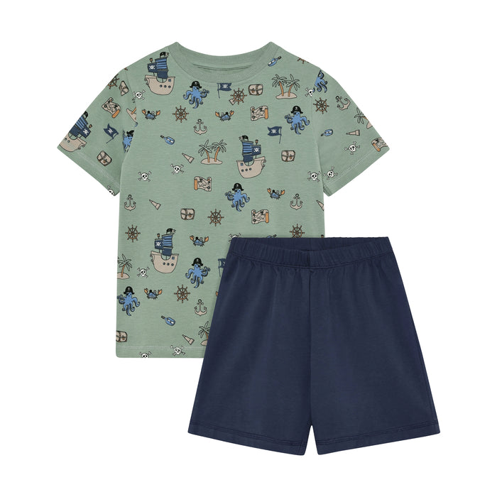 Kurzarm Pyjama 2-Teilig, salbei/navy | Minymo - toietmoi-laboutique