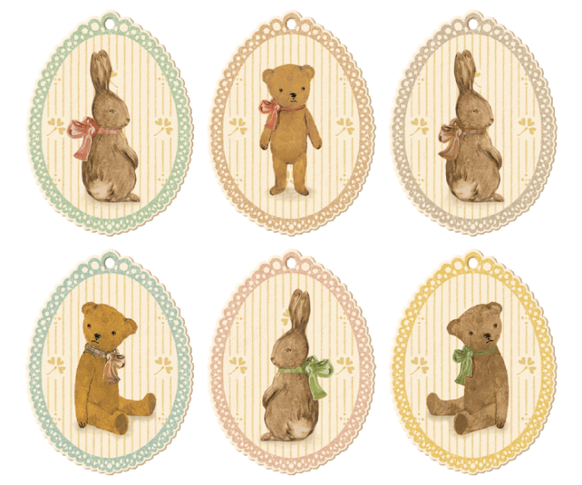 Maileg Geschenkanhänger, Hasen und Teddys 12 Stk. | Maileg - toietmoi-laboutique