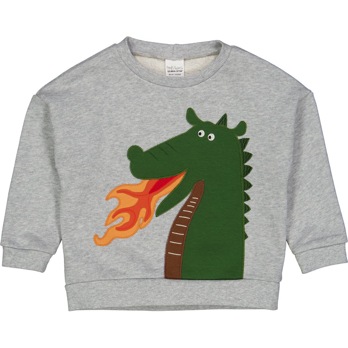 Sweatshirt, grau/Drache | Fred's World by Green Cotton - toietmoi-laboutique