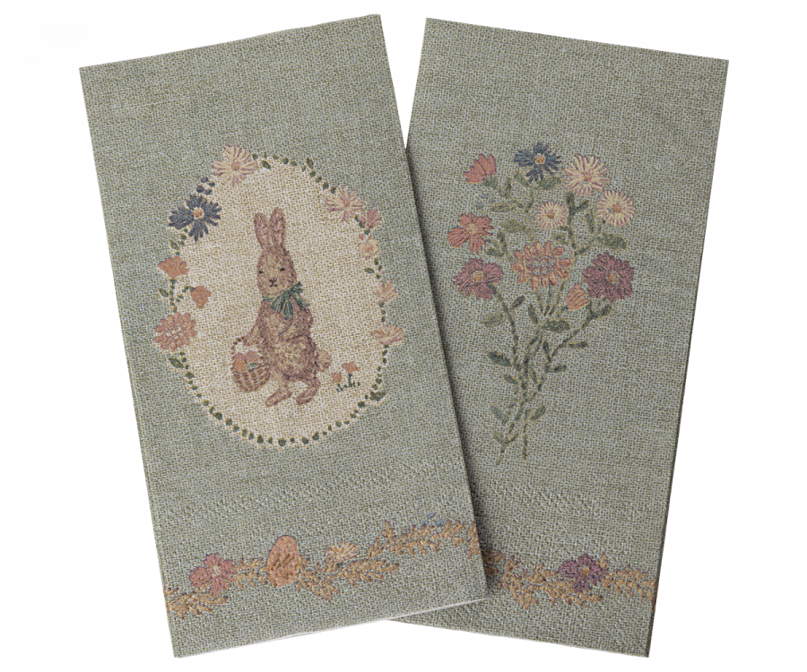 Maileg Servietten, Hase gestickt | Maileg - toietmoi-laboutique