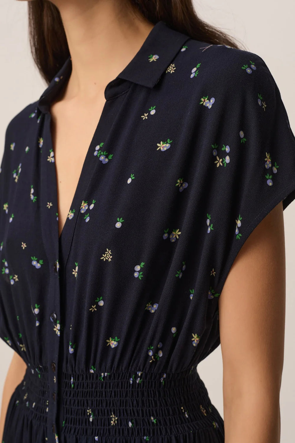 Langes Kleid RANALDI, navy/Blümchen | des petits hauts - toietmoi-laboutique