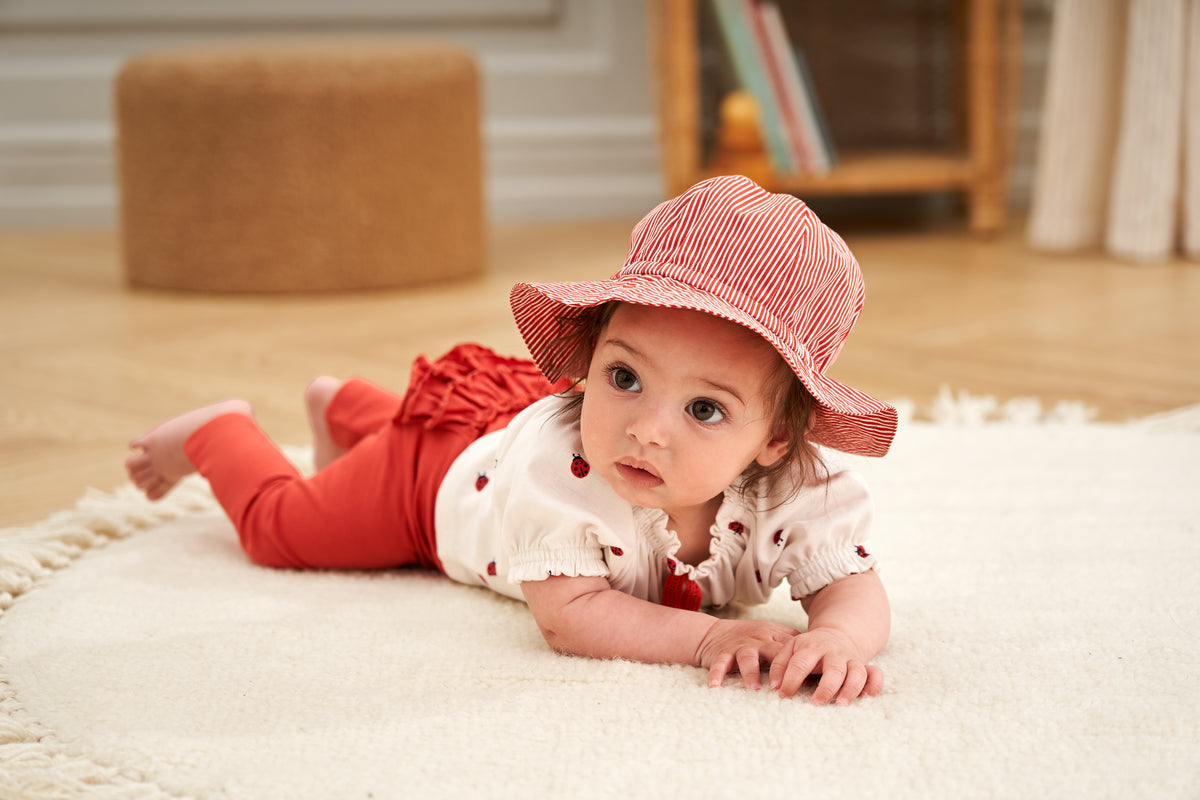 Sonnenhut, weiss/rot gestreift | Müsli by Green Cotton - toietmoi-laboutique
