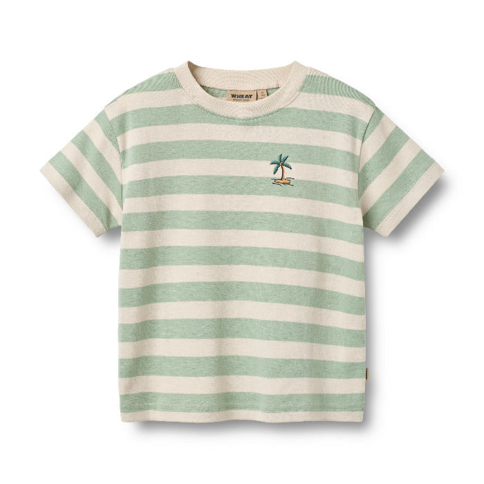 Wheat Baby T-Shirt, mint/ecru gestreift | Wheat - toietmoi-laboutique