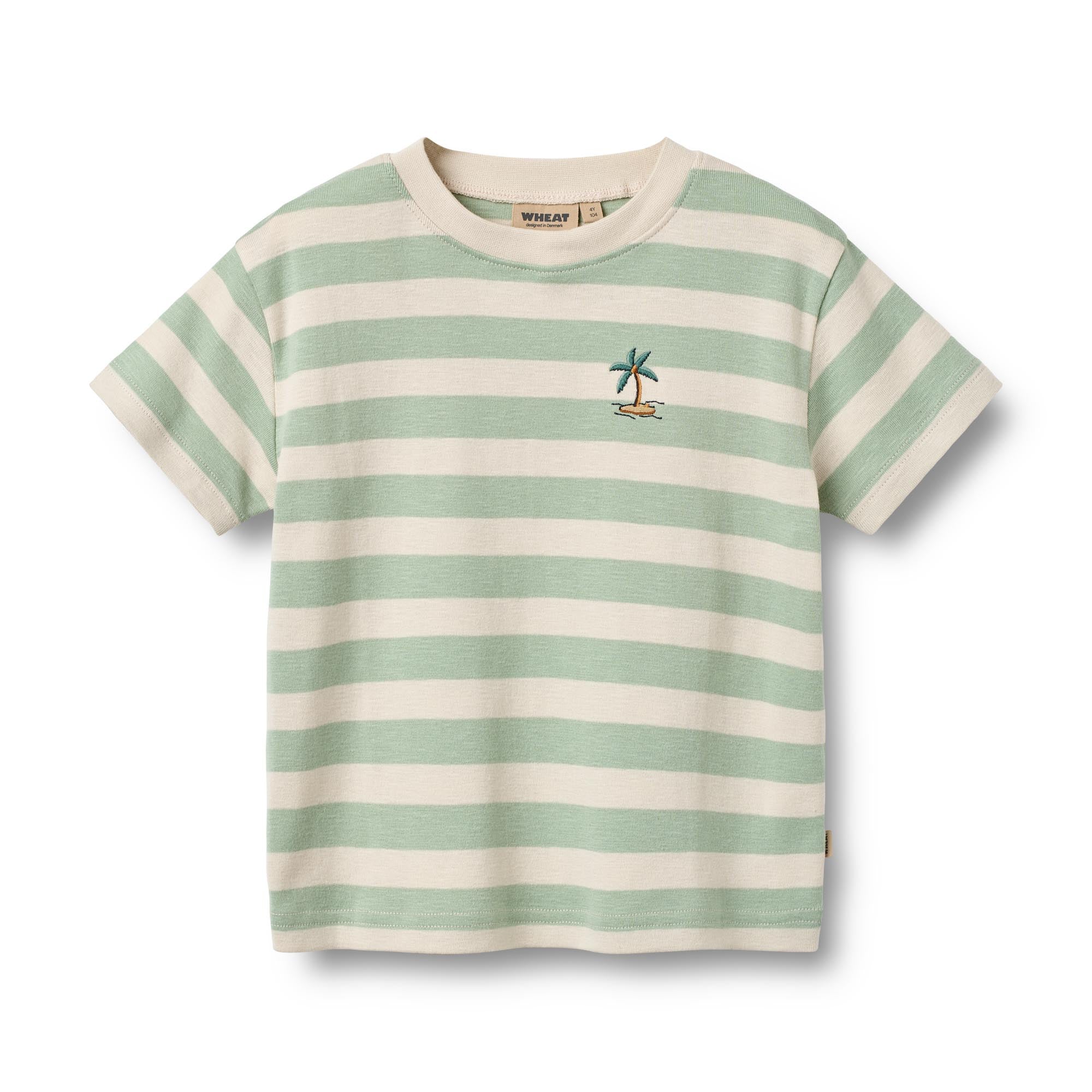 Wheat Baby T-Shirt, mint/ecru gestreift | Wheat - toietmoi-laboutique