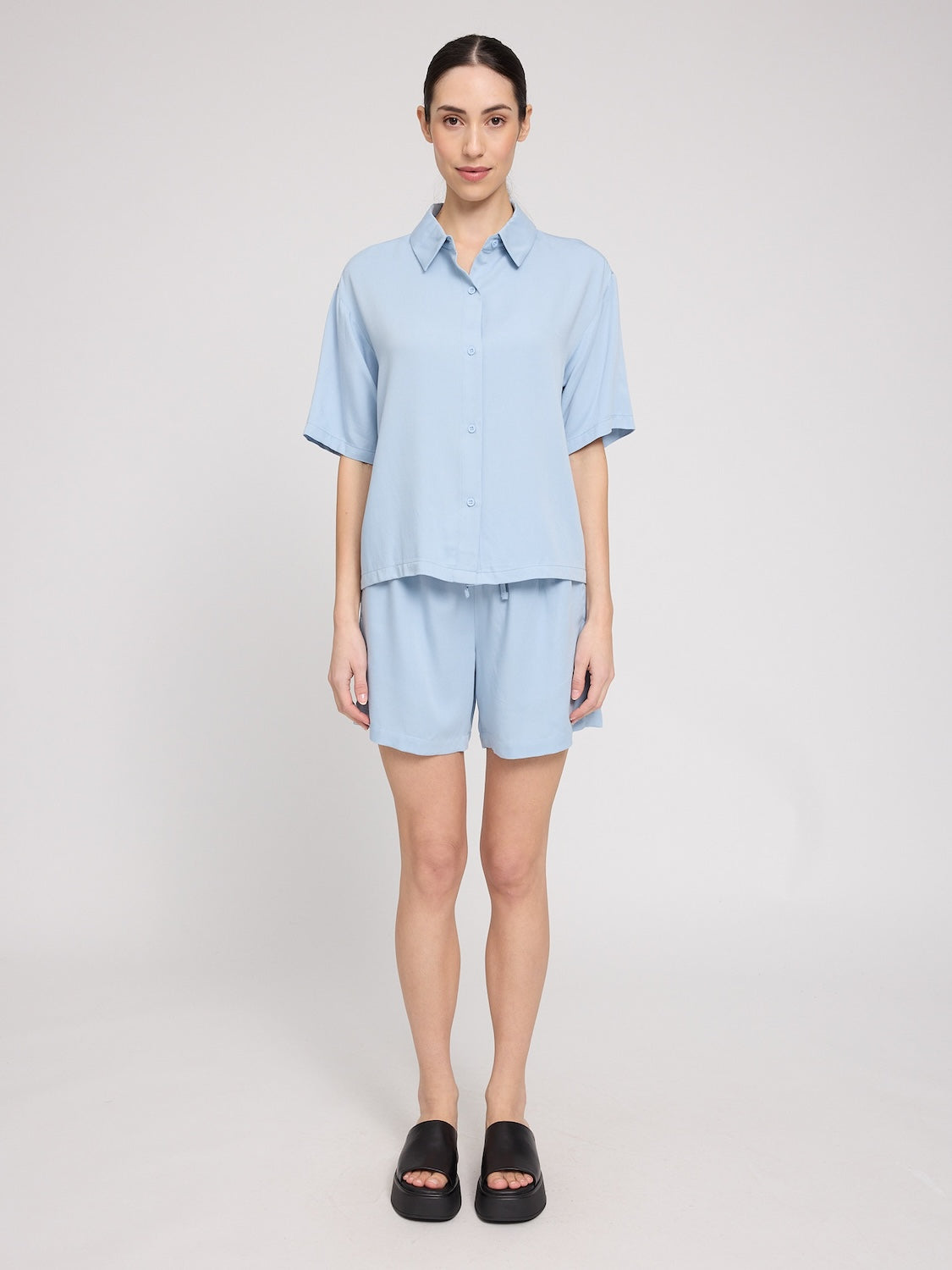 Kurzarm Bluse Viscose, hellblau | Mazine - toietmoi-laboutique