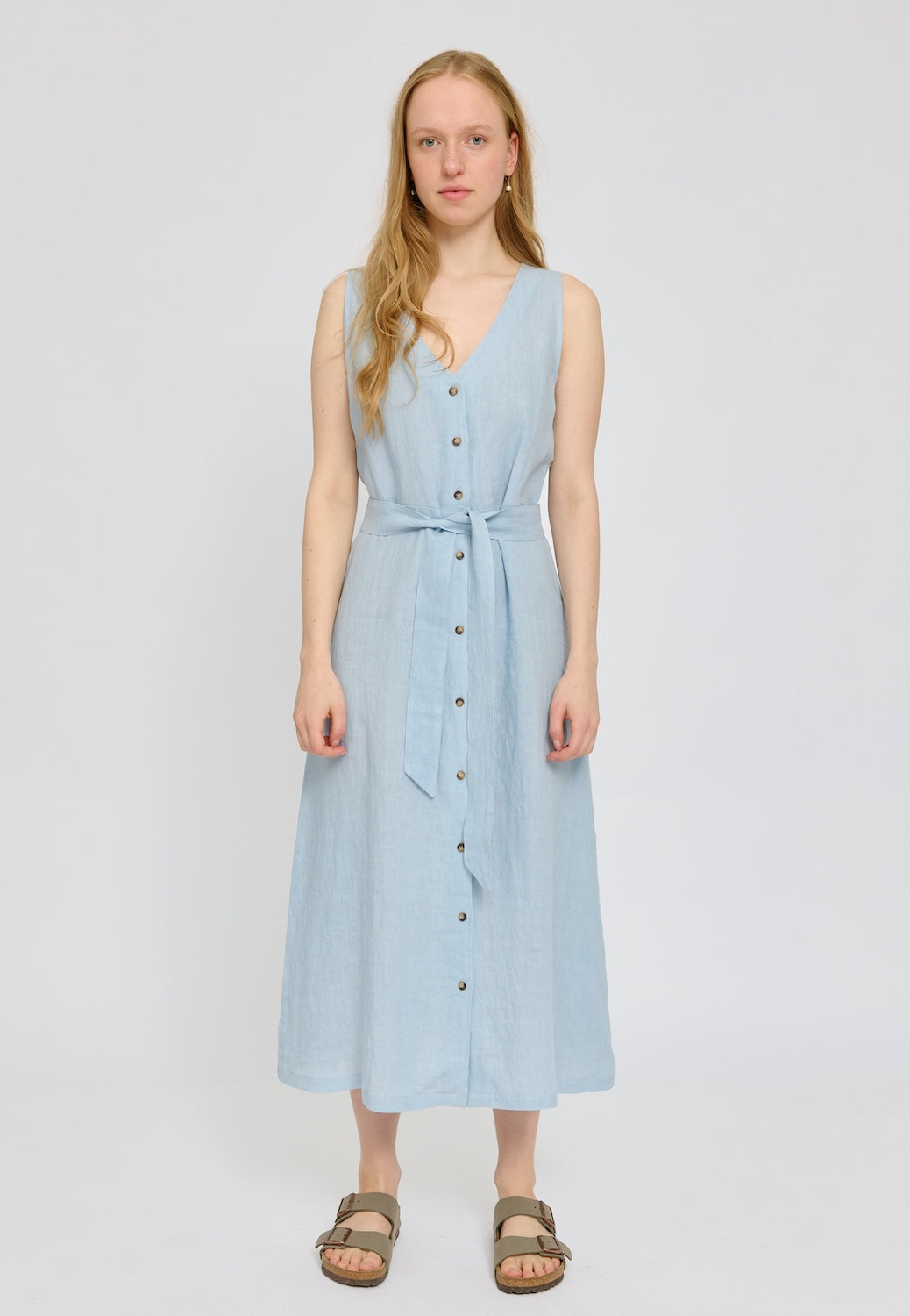 Ärmelloses Maxi Leinenkleid, hellblau | Mazine - toietmoi-laboutique