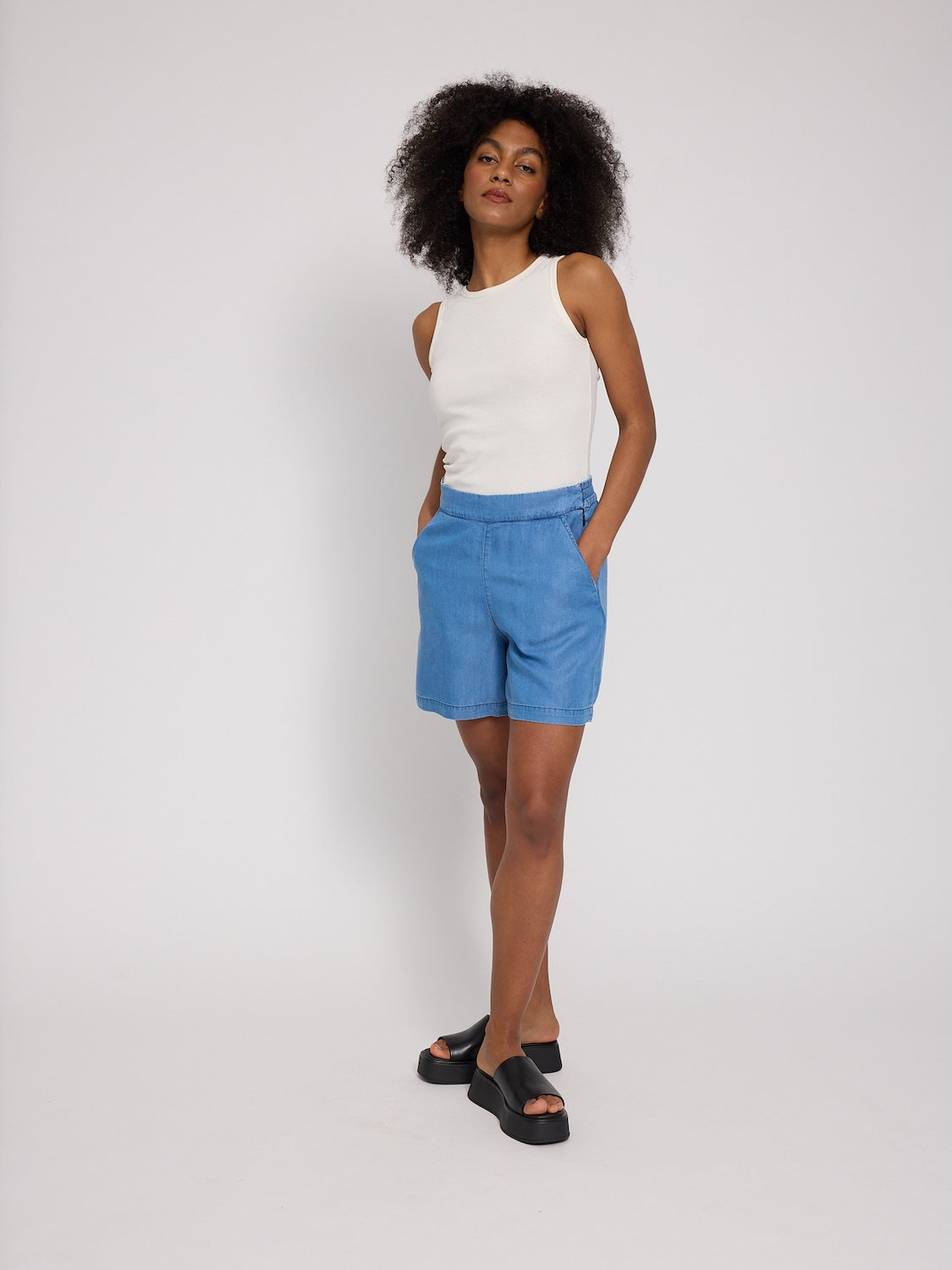 Shorts Tencel, dark blue wash | Mazine - toietmoi-laboutique