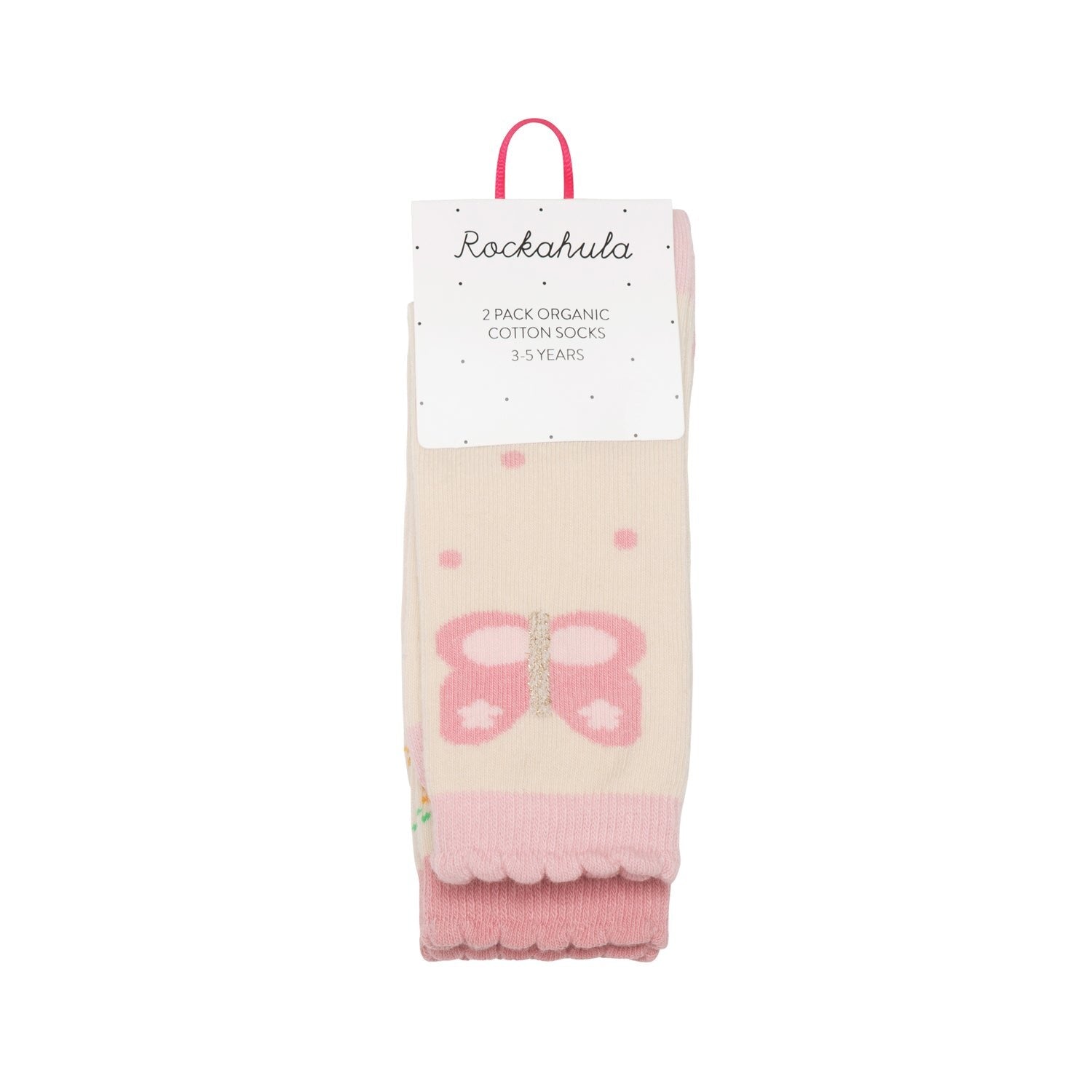 Socken 2-er Pack, ecru/Schmetterling/Blumen | Rockahula - toietmoi-laboutique