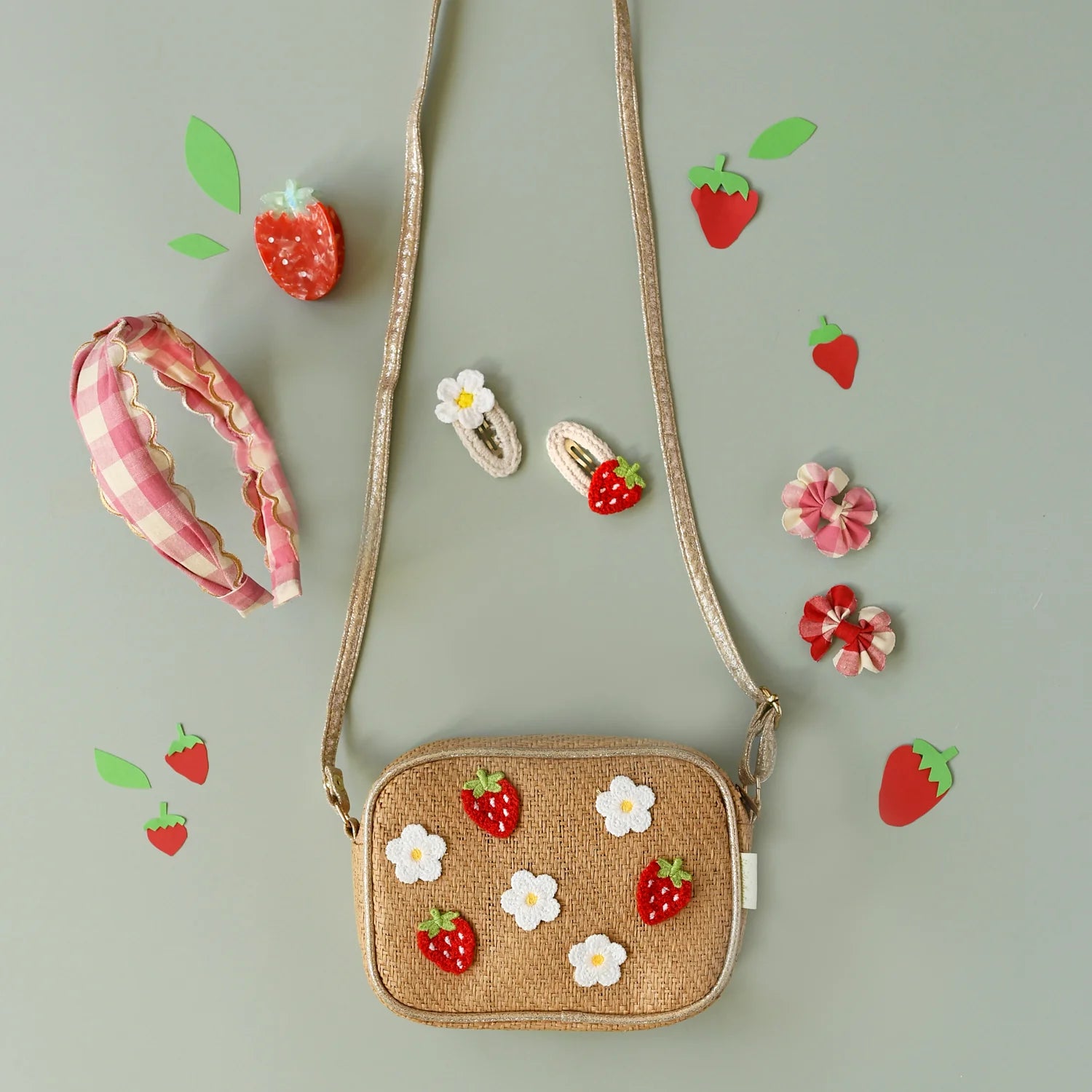 2 Haarspangen gehäkelt, Blume/Erdbeere | Rockahula - toietmoi-laboutique