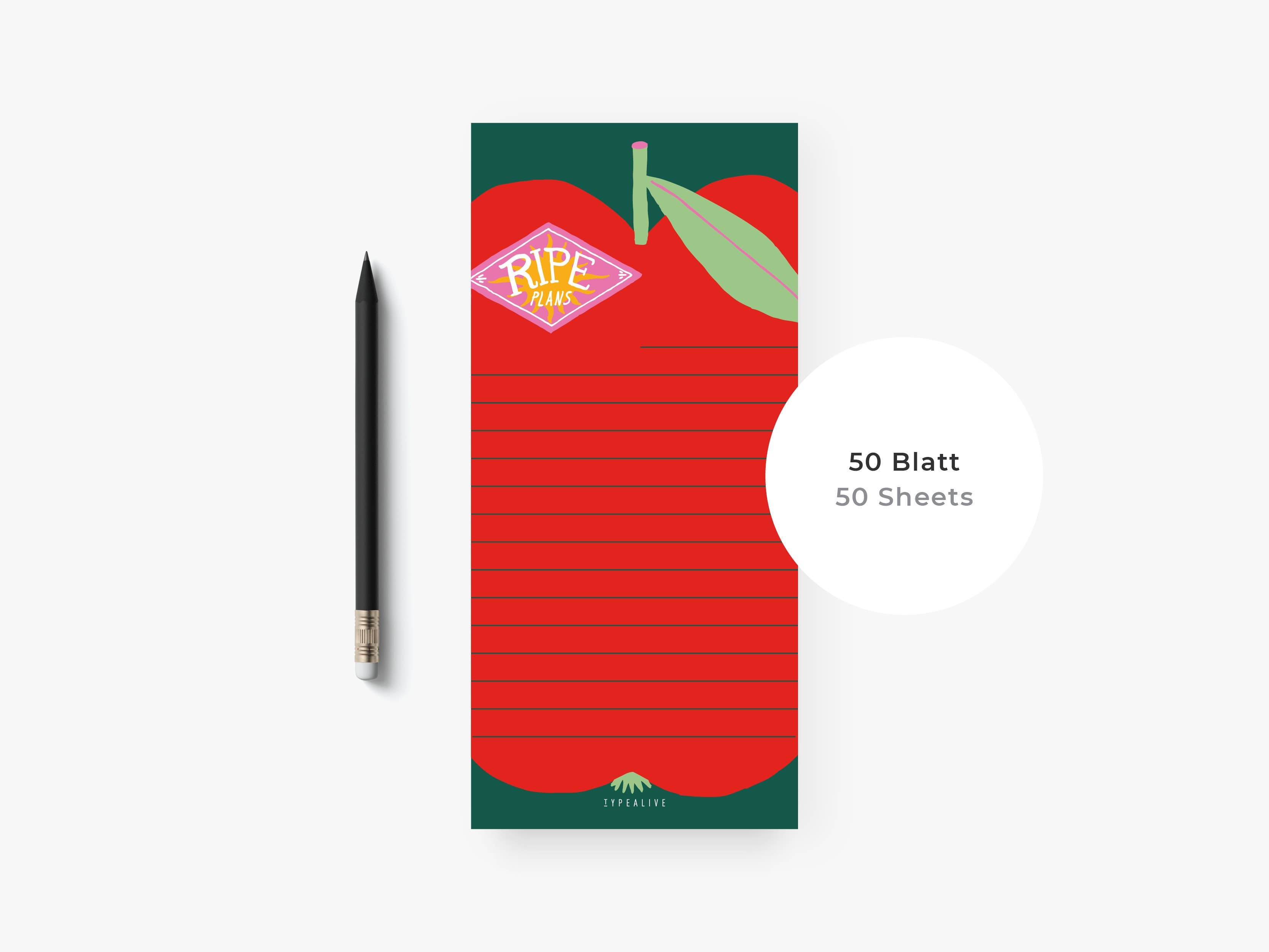 Notizblock "schmal" / Ripe Plans | typealive - toietmoi-laboutique