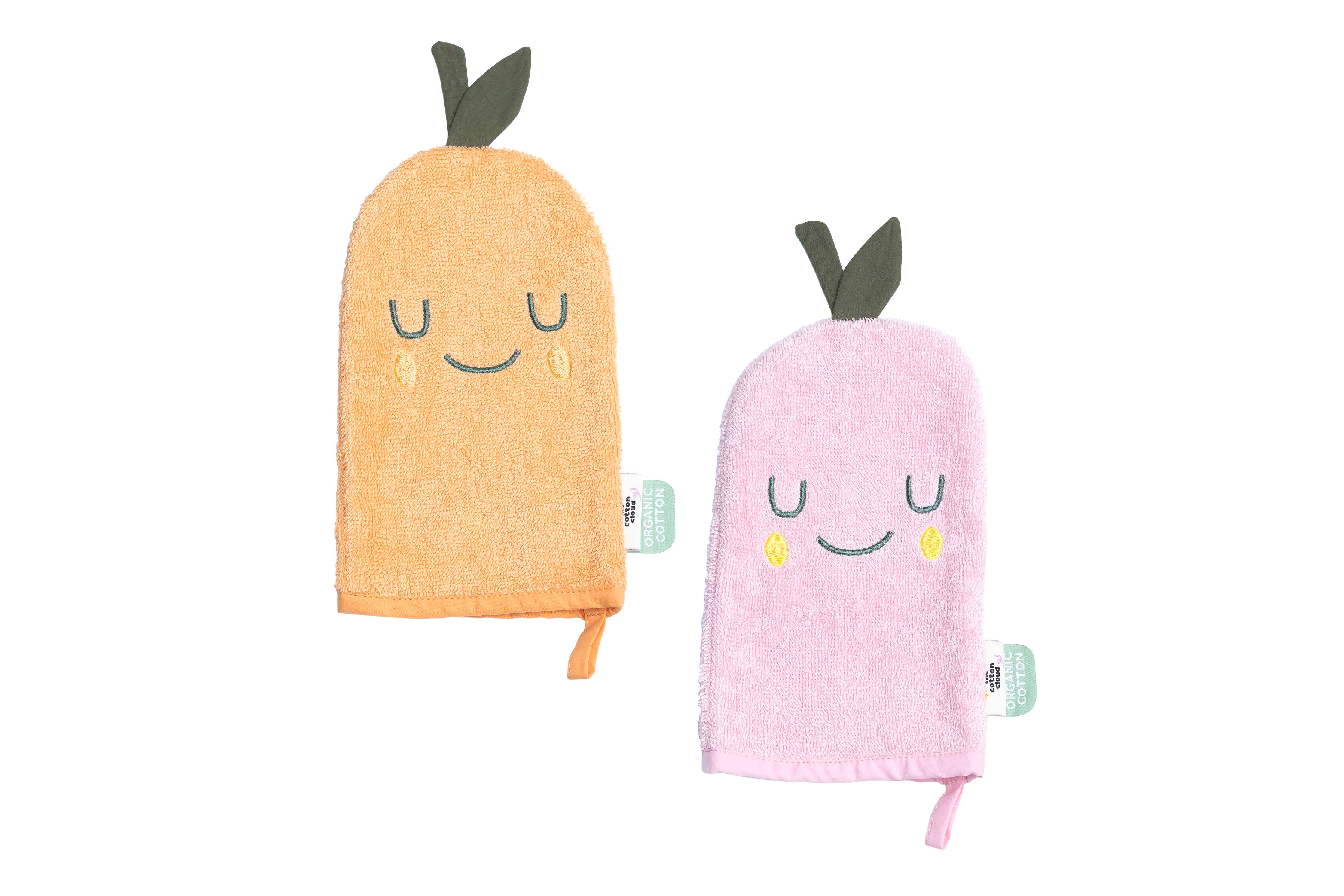 Babywaschlappen, 2er-Set, Mandarine | the cotton cloud - toietmoi-laboutique