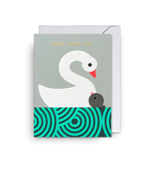 Karte mit Couvert, hello little one, Schwäne | Klang & Kleid - toietmoi-laboutique