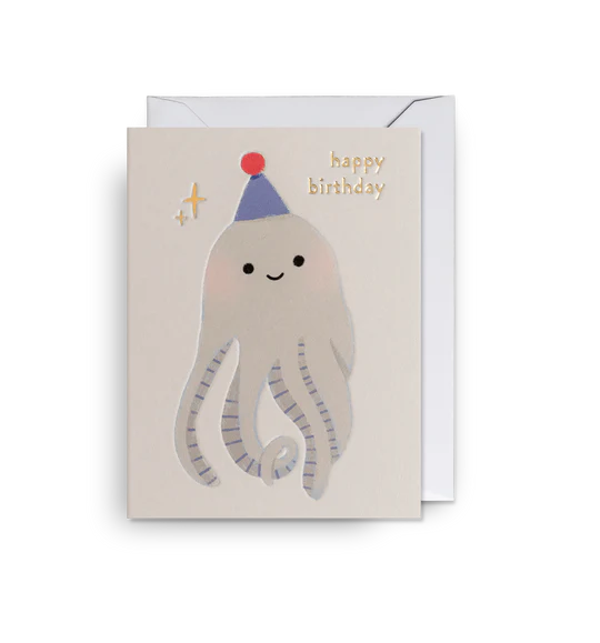 Karte mit Couvert, happy birthday, Octopus | Klang & Kleid - toietmoi-laboutique