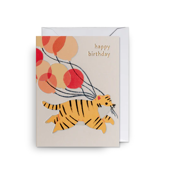Karte mit Couvert, happy birthday, Tiger | Klang & Kleid - toietmoi-laboutique