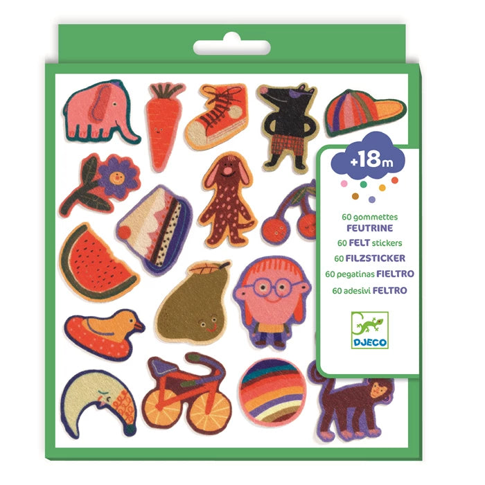 60 Filzsticker Lustige Motive | djeco - toietmoi-laboutique