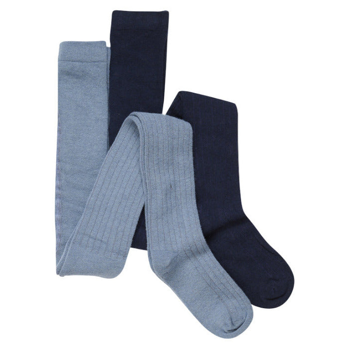 2-er Pack Strumpfhosen mit 25% Wollanteil, blau/navy | Minymo - toietmoi-laboutique