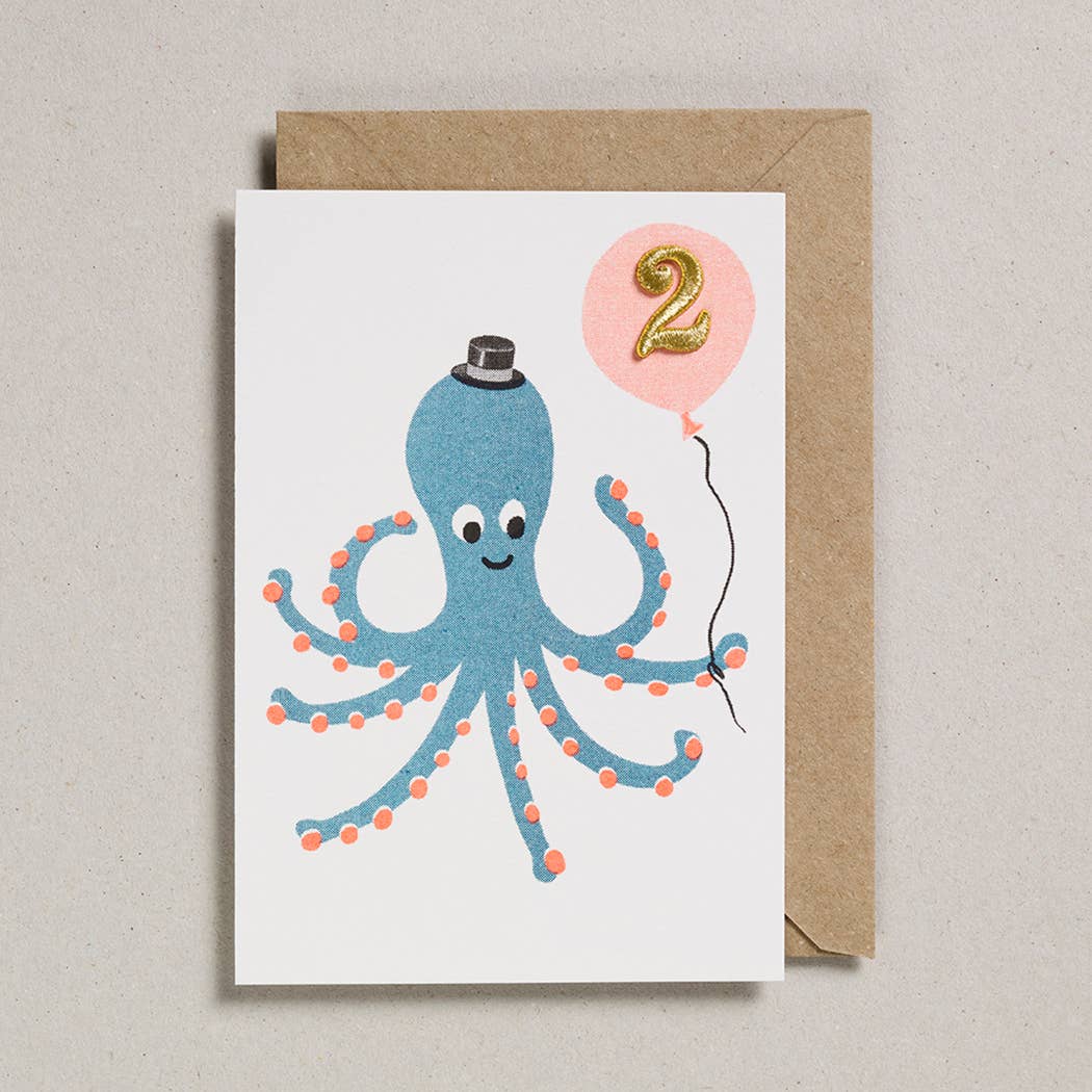 Postkarte mit Umschlag - Oktopus / 2 Jahre | Petra Boase Ltd - toietmoi-laboutique