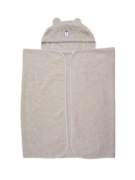 Frottee Badetuch mit Kapuze, hellgrau Bär | Pippi - toietmoi-laboutique