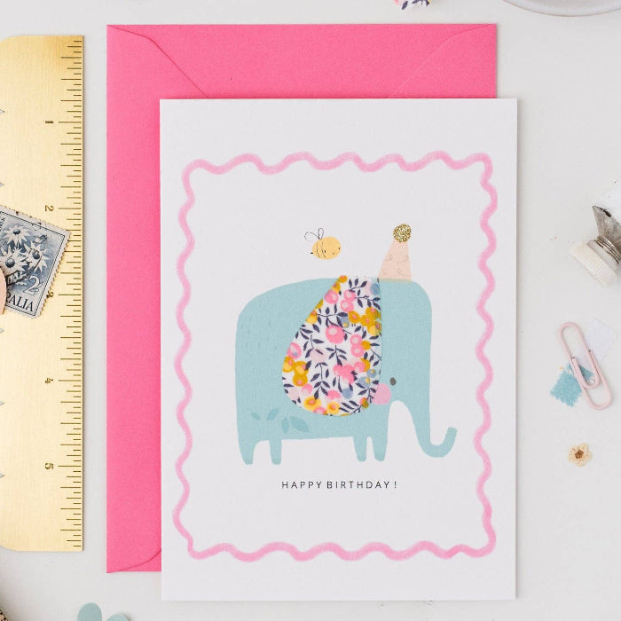Postkarte mit Umschlag, Happy Birthday/Elefant | The Charming Press - toietmoi-laboutique