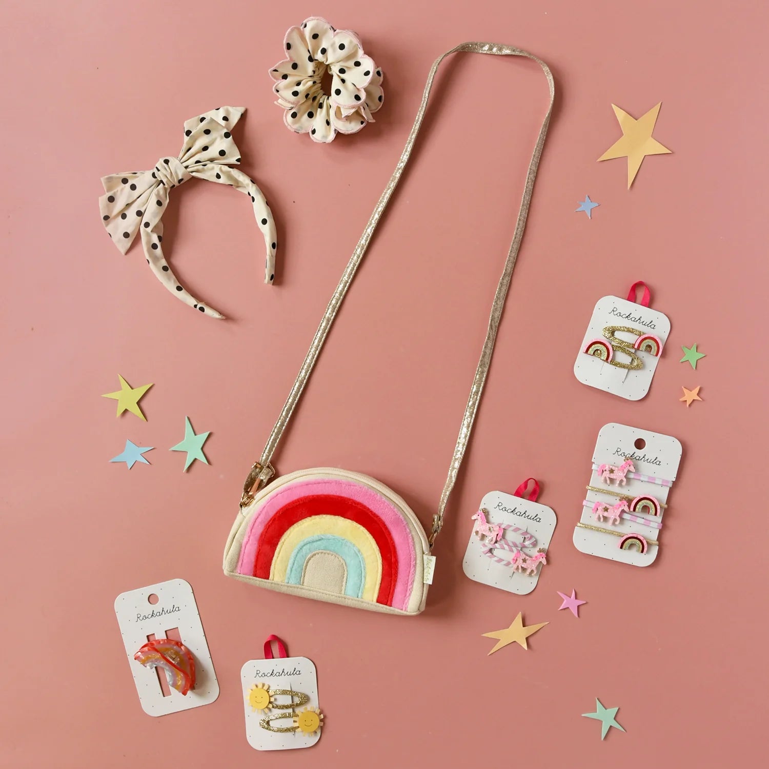 4 Haargummis, pink Pony/Regenbogen | Rockahula - toietmoi-laboutique