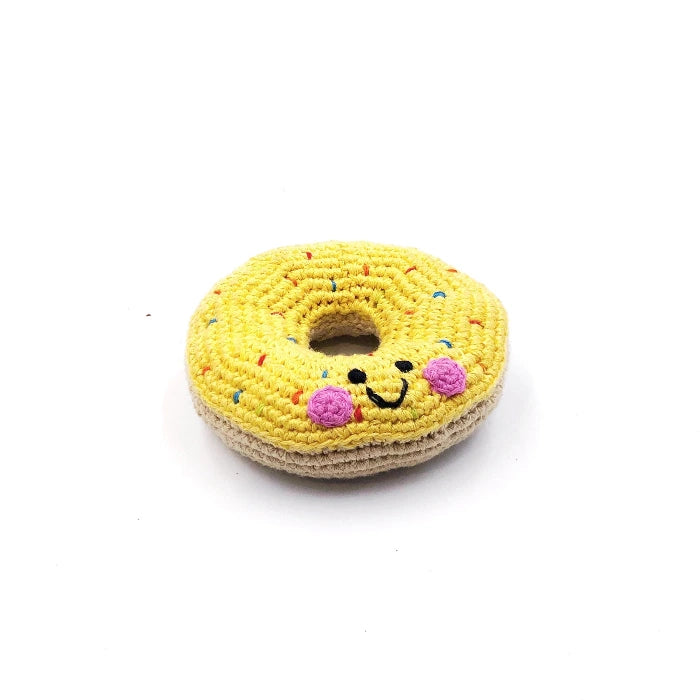 Häkel-Babyrassel, Donut/gelb | Pebblechild - toietmoi-laboutique