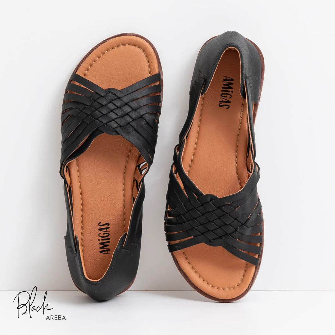 Ledersandalen, AREBA, schwarz | Amigas - toietmoi-laboutique