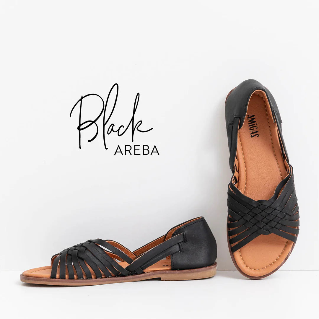 Ledersandalen, AREBA, schwarz | Amigas - toietmoi-laboutique