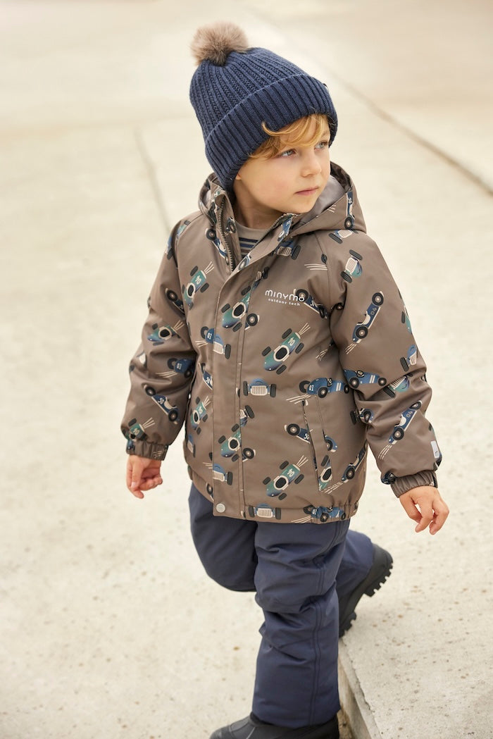 Winterjacke wasserdicht, braun/Rennauto | Minymo - toietmoi-laboutique