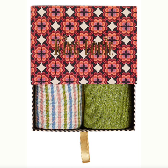 Geschenkbox mit 2 Paar Socken, TORTOLA, grün | King Louie - toietmoi-laboutique
