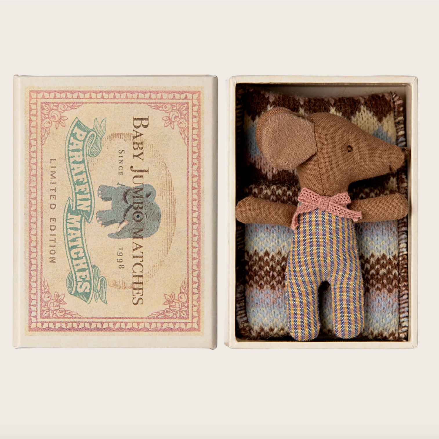 Maileg Schlaf/Wach Babymaus in Streichholzschachtel - rosa | maileg - toietmoi-laboutique