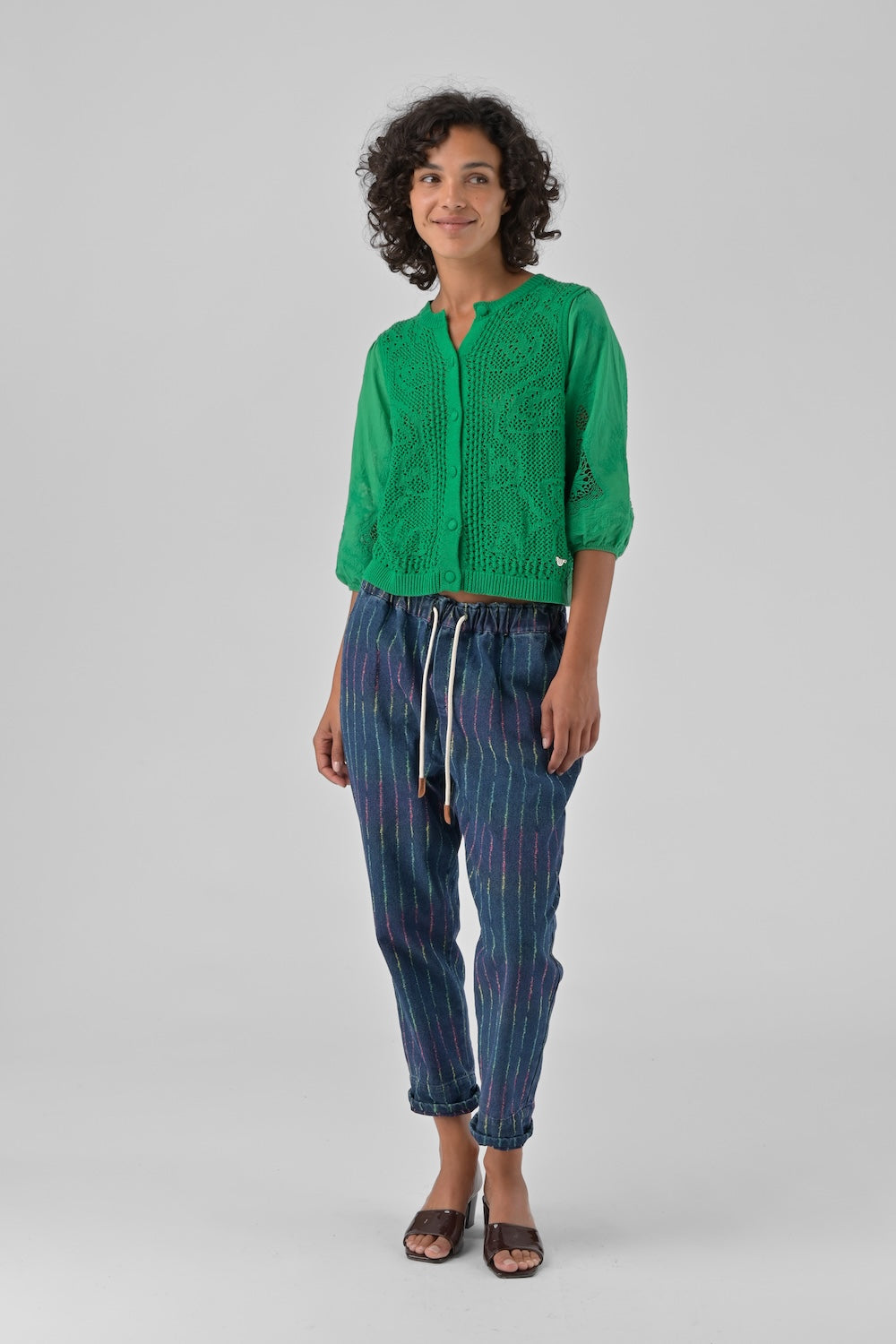 Orfeo Hose LOLA, blau/gestreift | ORFEO Paris. - toietmoi-laboutique