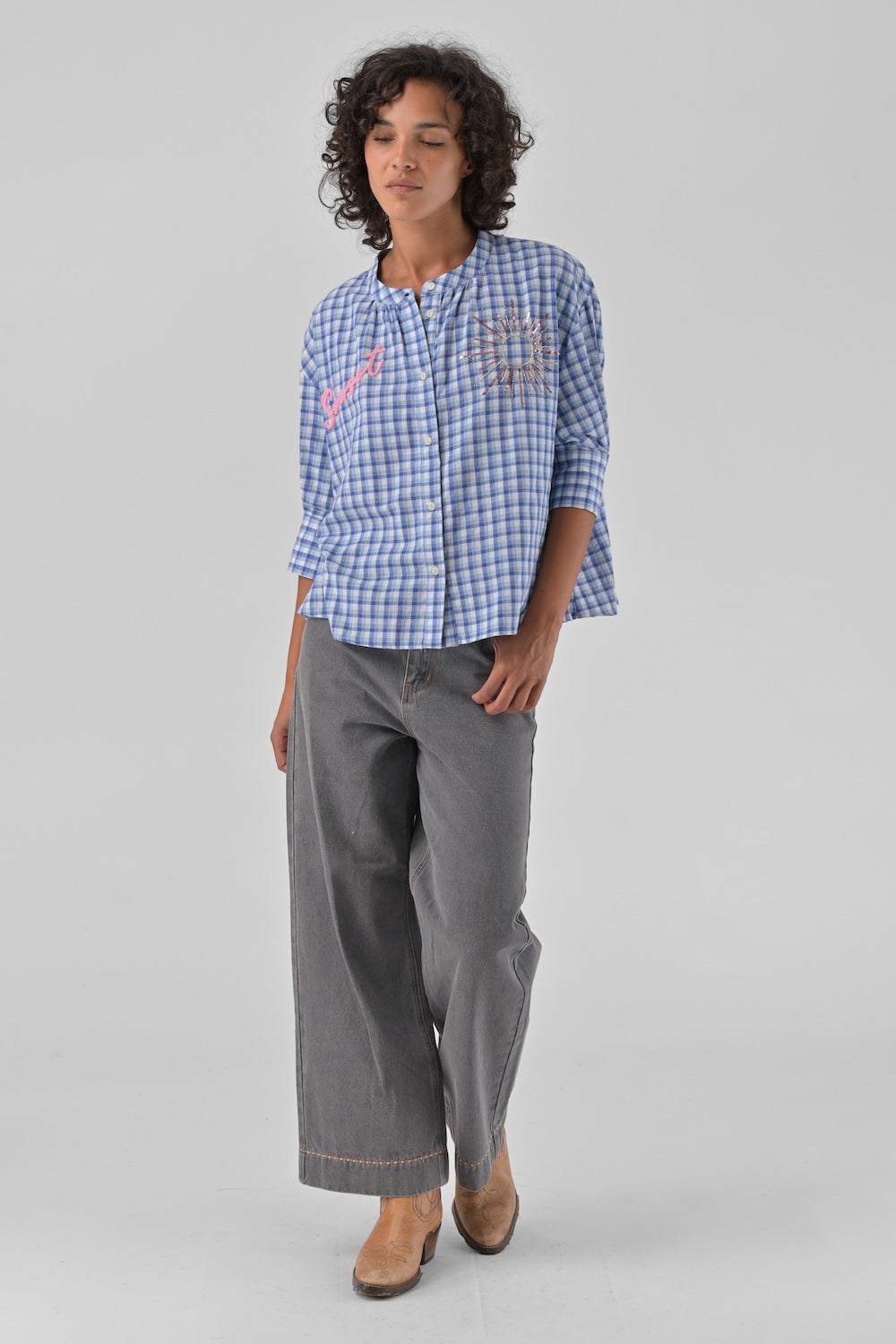 Orfeo Bluse SIMONE blau/kariert | ORFEO Paris. - toietmoi-laboutique