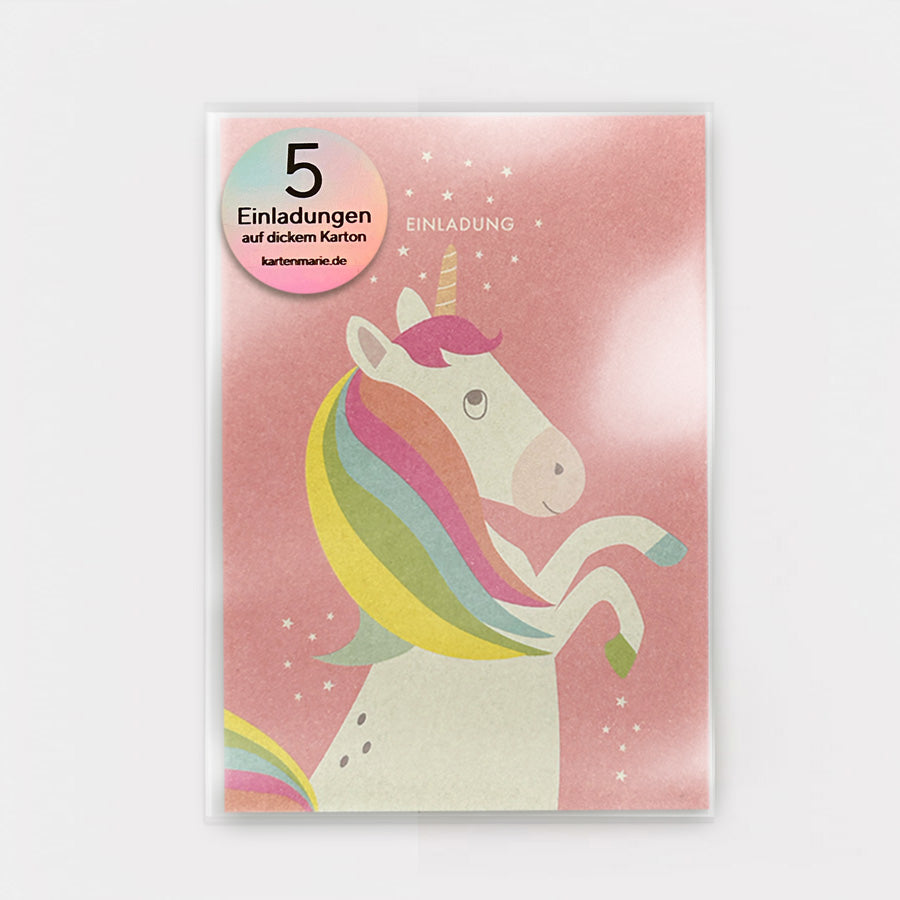 Einladungsset 5 Karten, Einhorn | Kartenmarie - toietmoi-laboutique