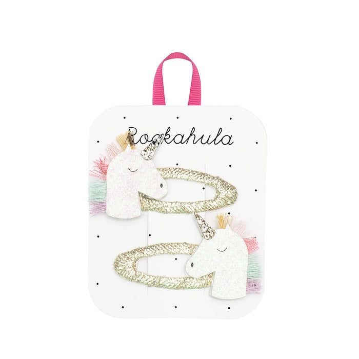 2 Haarspangen, Regenbogen Einhorn | Rockahula - toietmoi-laboutique
