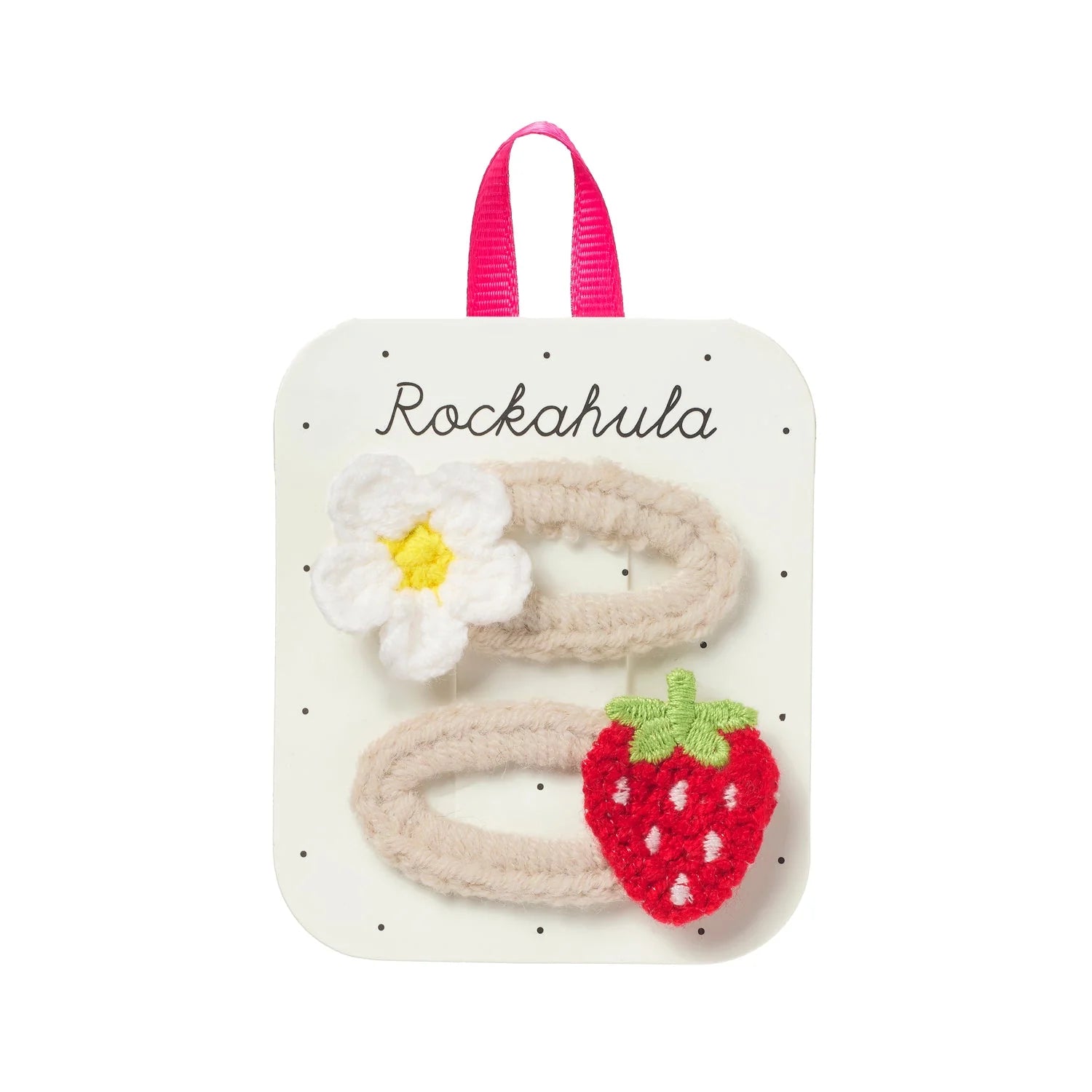 2 Haarspangen gehäkelt, Blume/Erdbeere | Rockahula - toietmoi-laboutique