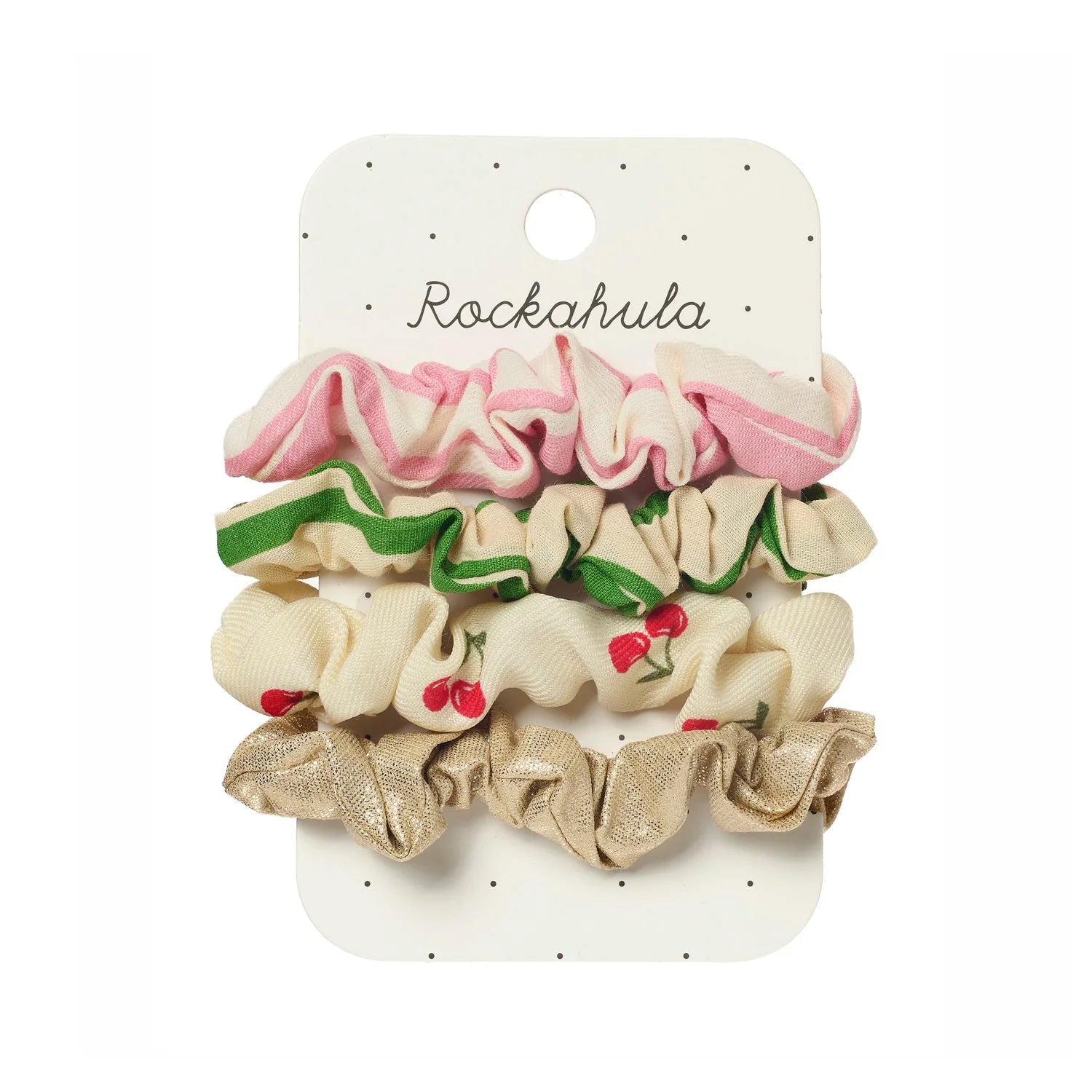 4 Scrunchies, rosa/grün/Kirschen/gol | Rockahula - toietmoi-laboutique