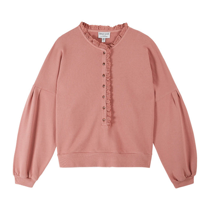 Sweatshirt mit Stickereien, altrosa | Émile et Ida - toietmoi-laboutique