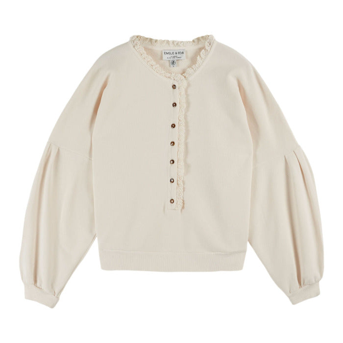 Sweatshirt mit Stickereien, creme | Émile et Ida - toietmoi-laboutique