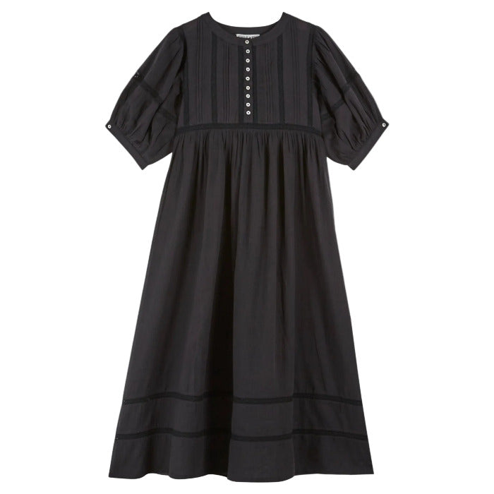 Langes Kleid mit Stickereien, schwarz | Émile et Ida - toietmoi-laboutique