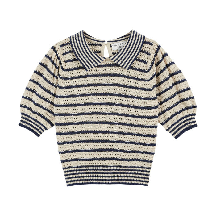 Polo Pullover, marine/ecru gestreift | Émile et Ida - toietmoi-laboutique
